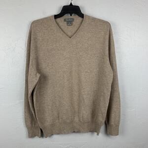 Daniel Cremieux Cashmere Sweater Mens XL Brown Tan V Neck Signature Collection